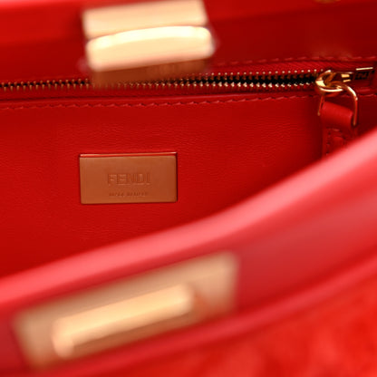 Fendi Shearling Nappa Macro FF 1974 Mini Peekaboo Iconic Satchel Tulipano Georgia Poppy 7 of 9
