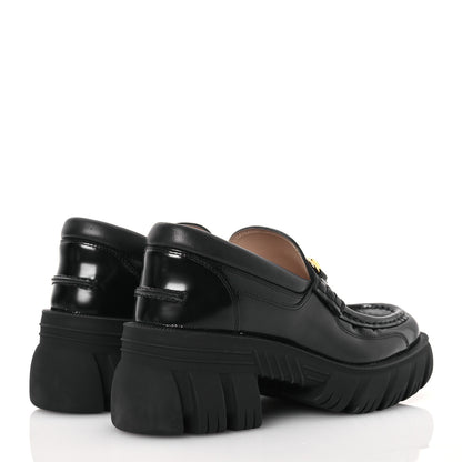 Gucci Magnum Calfskin Nappa Samoa Womens Horsebit Platform Chunky Lug Sole 40mm Loafers 40.5 Black 4 of 12