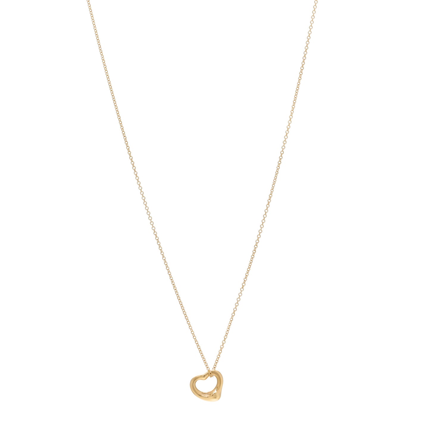 18K Yellow Gold 11mm Elsa Peretti Open Heart Pendant Necklace