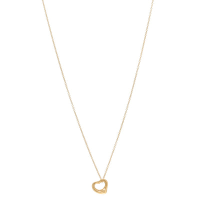 Tiffany 18K Yellow Gold 11mm Elsa Peretti Open Heart Pendant Necklace 1 of 7
