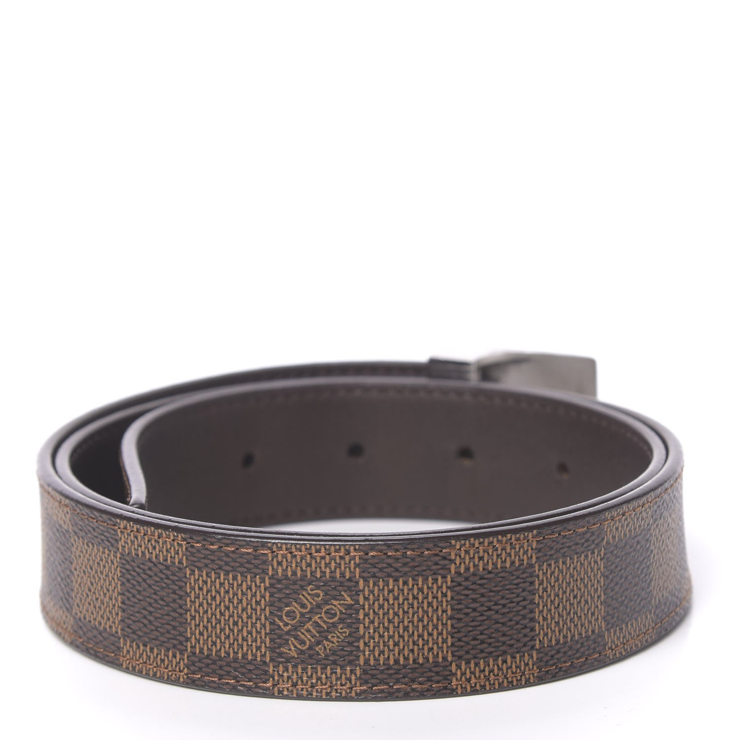 Louis Vuitton Damier Ebene LV Paris Buckle Belt 80 32 Silver 2 of 6
