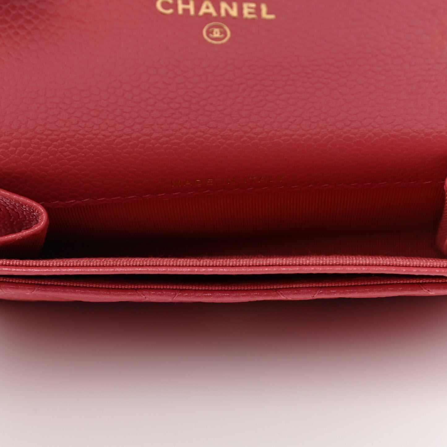 Caviar Quilted Flap Card Holder Wallet Pink