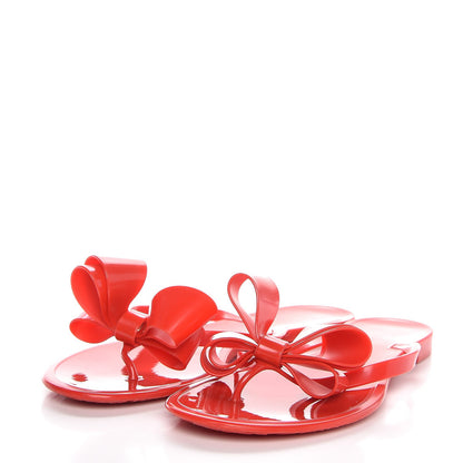 Valentino Garavani PVC Jelly Bow Thong Sandals 41 Rosso Valentino 3 of 9