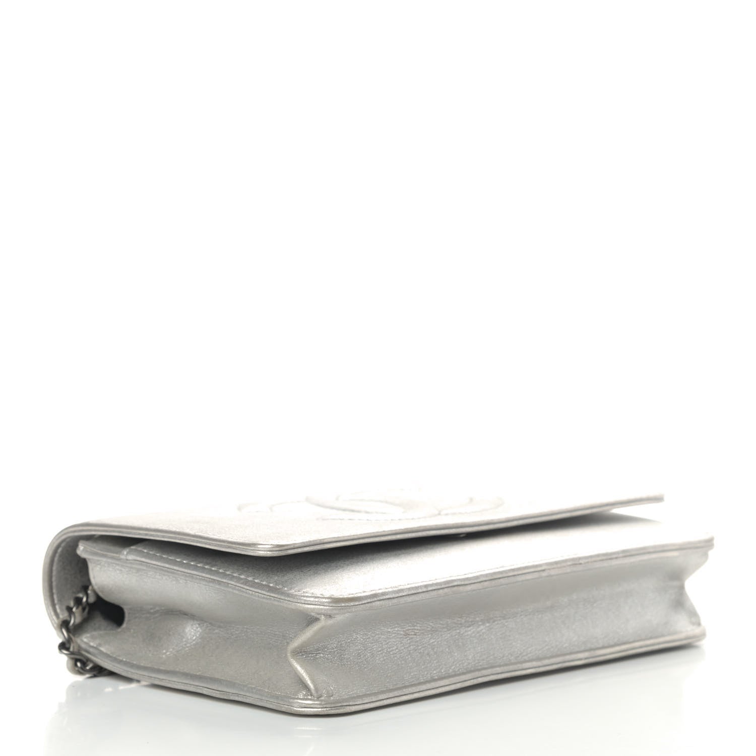 Chanel Metallic Lambskin Timeless Wallet on Chain WOC Silver 3 of 6