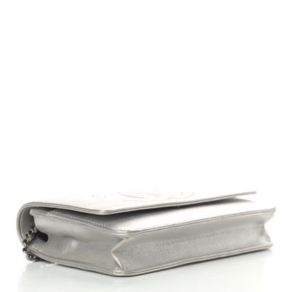 Chanel Metallic Lambskin Timeless Wallet on Chain WOC Silver 3 of 6