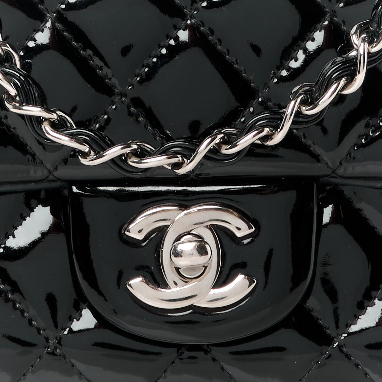 Chanel Patent Calfskin Quilted Mini Rectangular Flap Black 9 of 11