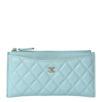 Chanel Caviar Quilted Classic Zip Pouch Light Blue 1 of 8