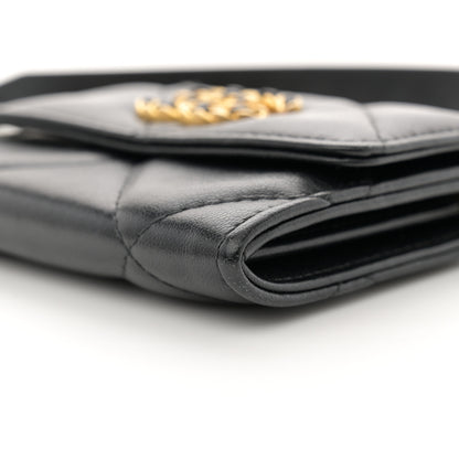 Chanel Lambskin Quilted Chanel 19 Flap Coin Purse With Chain Black 10 of 11