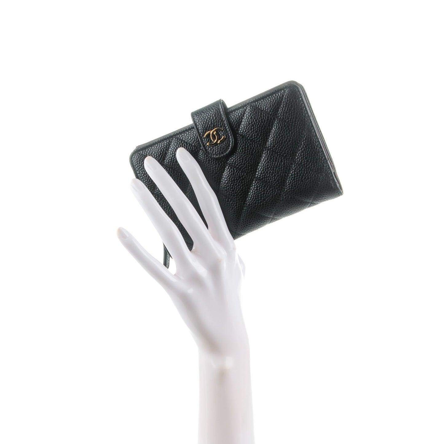 Caviar Quilted Zipped Pocket Wallet Black