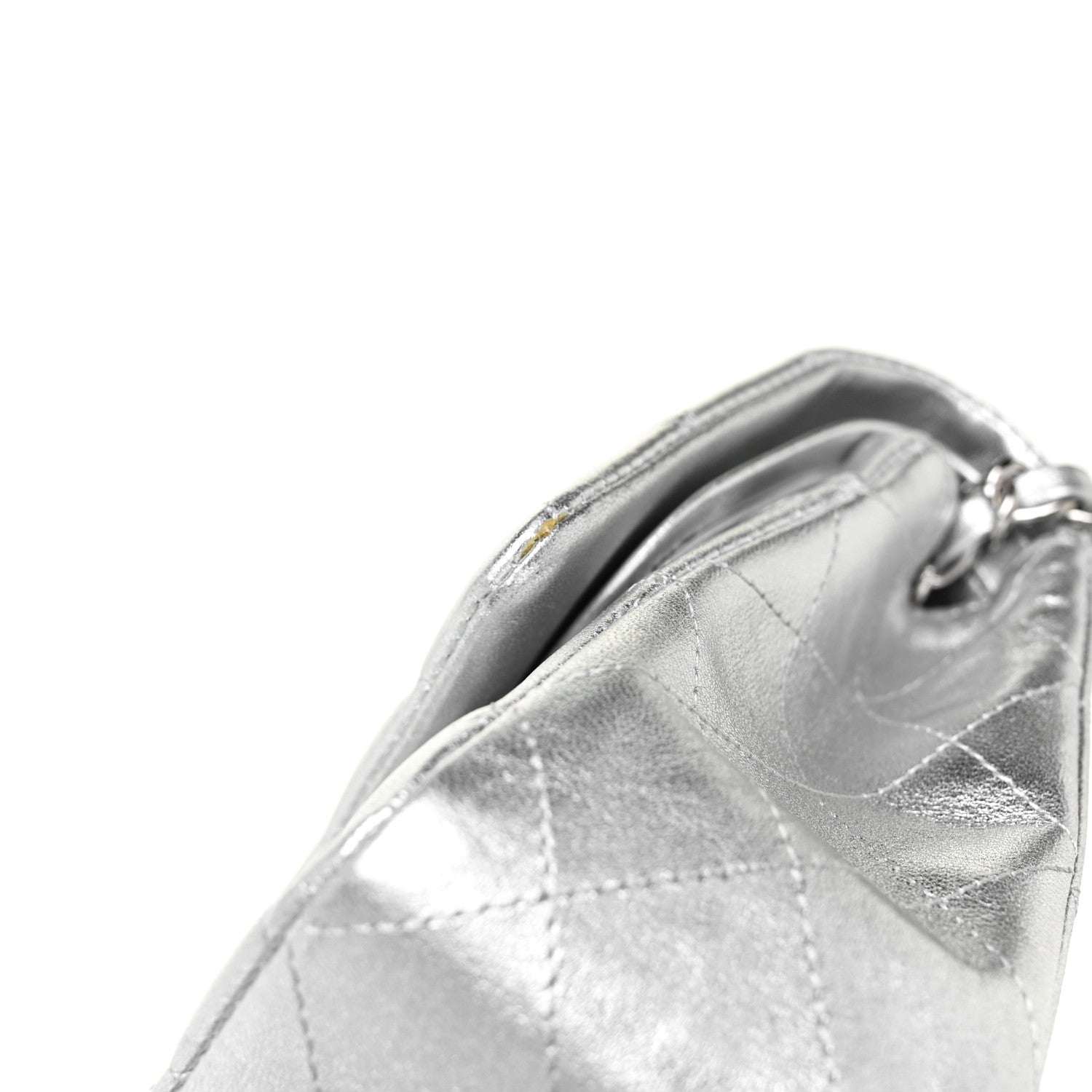 Chanel Metallic Lambskin Quilted Medium Double Flap Silver 14 of 15