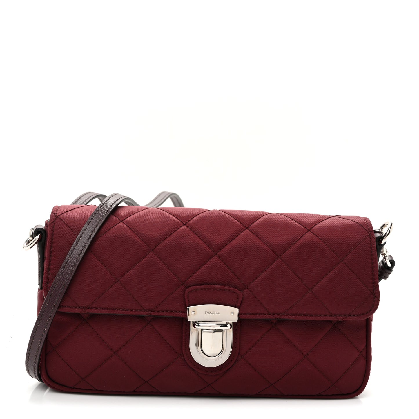 Nylon Tessuto Impunturato Quilted Flap Crossbody Granato