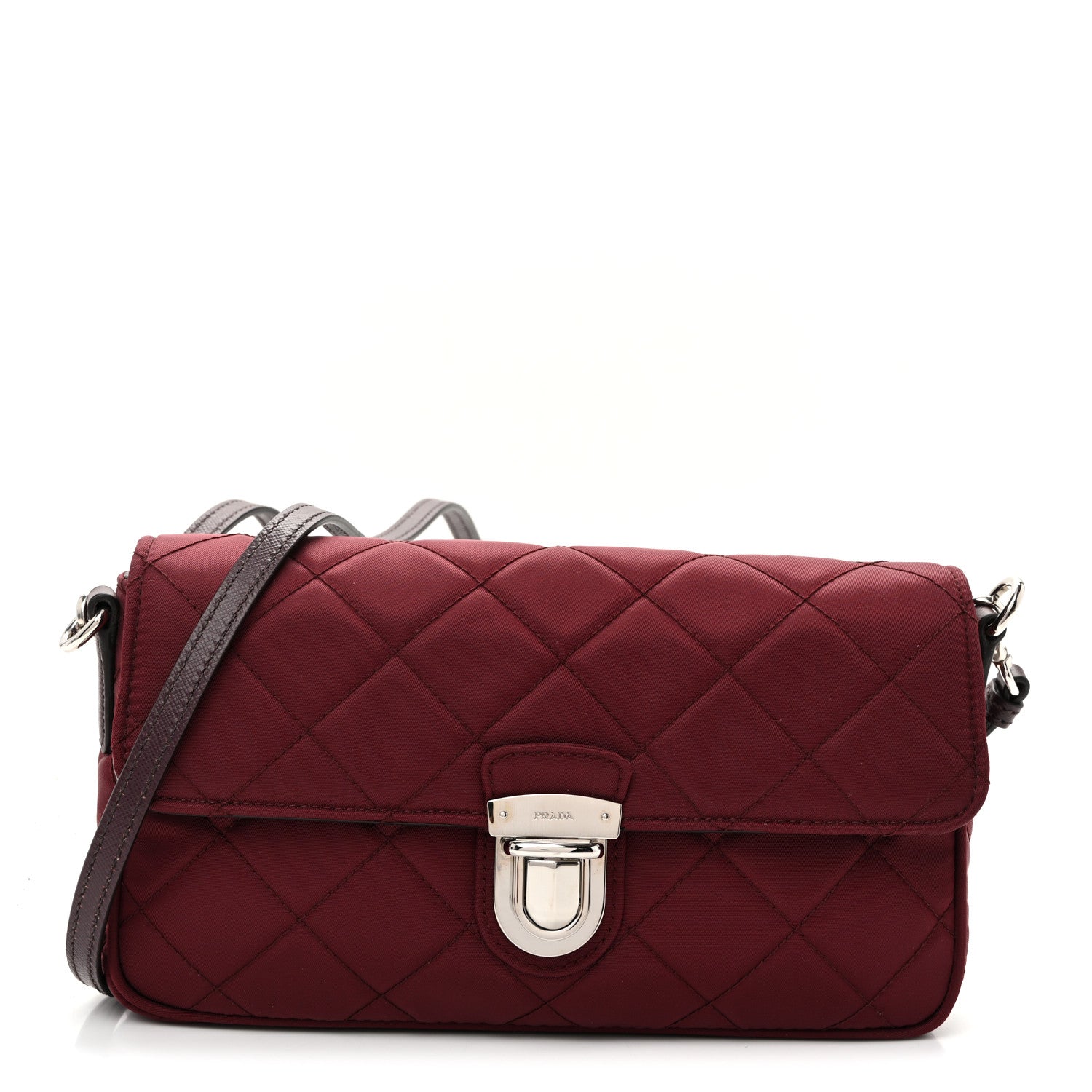 Prada Nylon Tessuto Impunturato Quilted Flap Crossbody Granato 1 of 10
