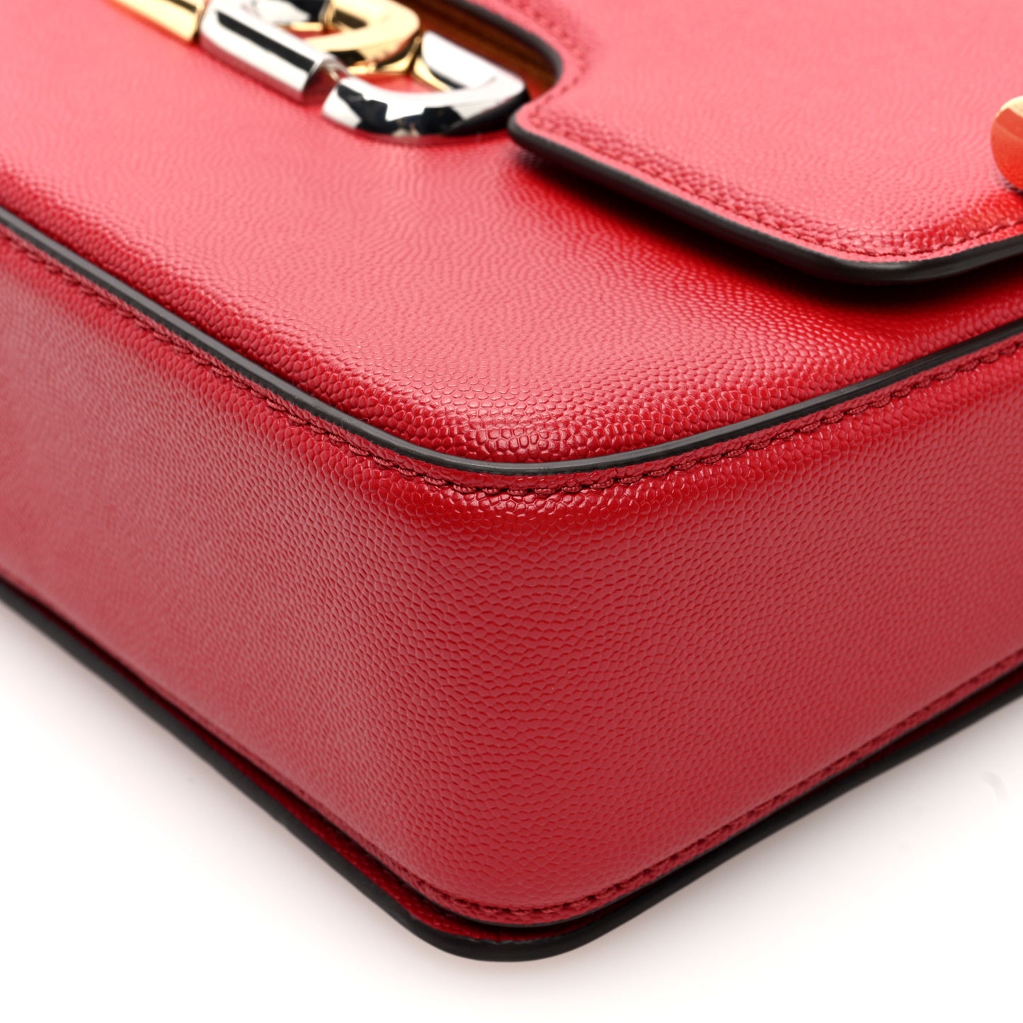 Textured Calfskin The J Link Shoulder Bag Red Multicolor
