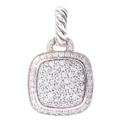David Yurman Sterling Silver Diamond 11mm Albion Enhancer Pendant 1 of 3
