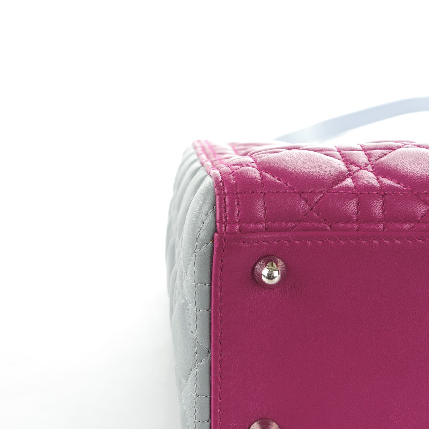 Lambskin Cannage Large Tri-Color Lady Dior Toxic Purple Grey Light Blue