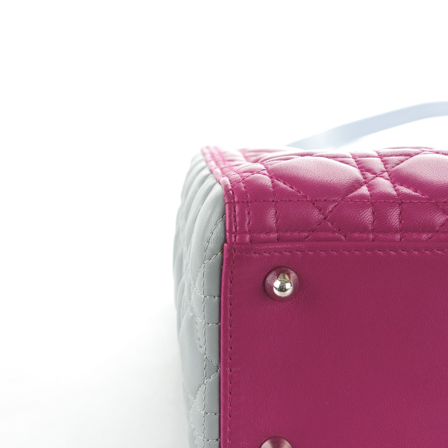 Christian Dior Lambskin Cannage Large Tri-Color Lady Dior Toxic Purple Grey Light Blue 6 of 12