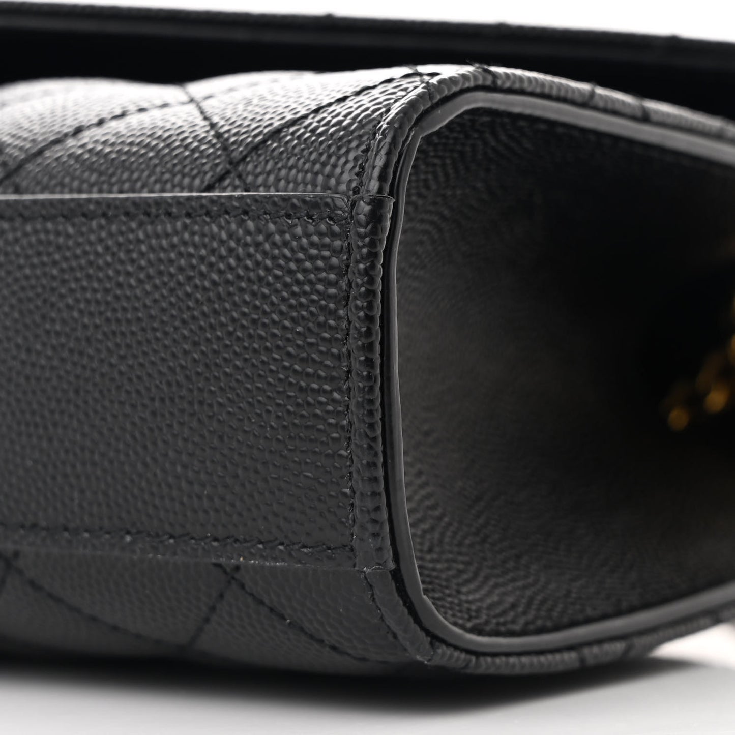 Grain De Poudre Textured Mixed Matelasse Triquilt Small Monogram Satchel Black