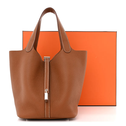 Hermes Taurillon Clemence Picotin Lock 22 MM Gold 11 of 11