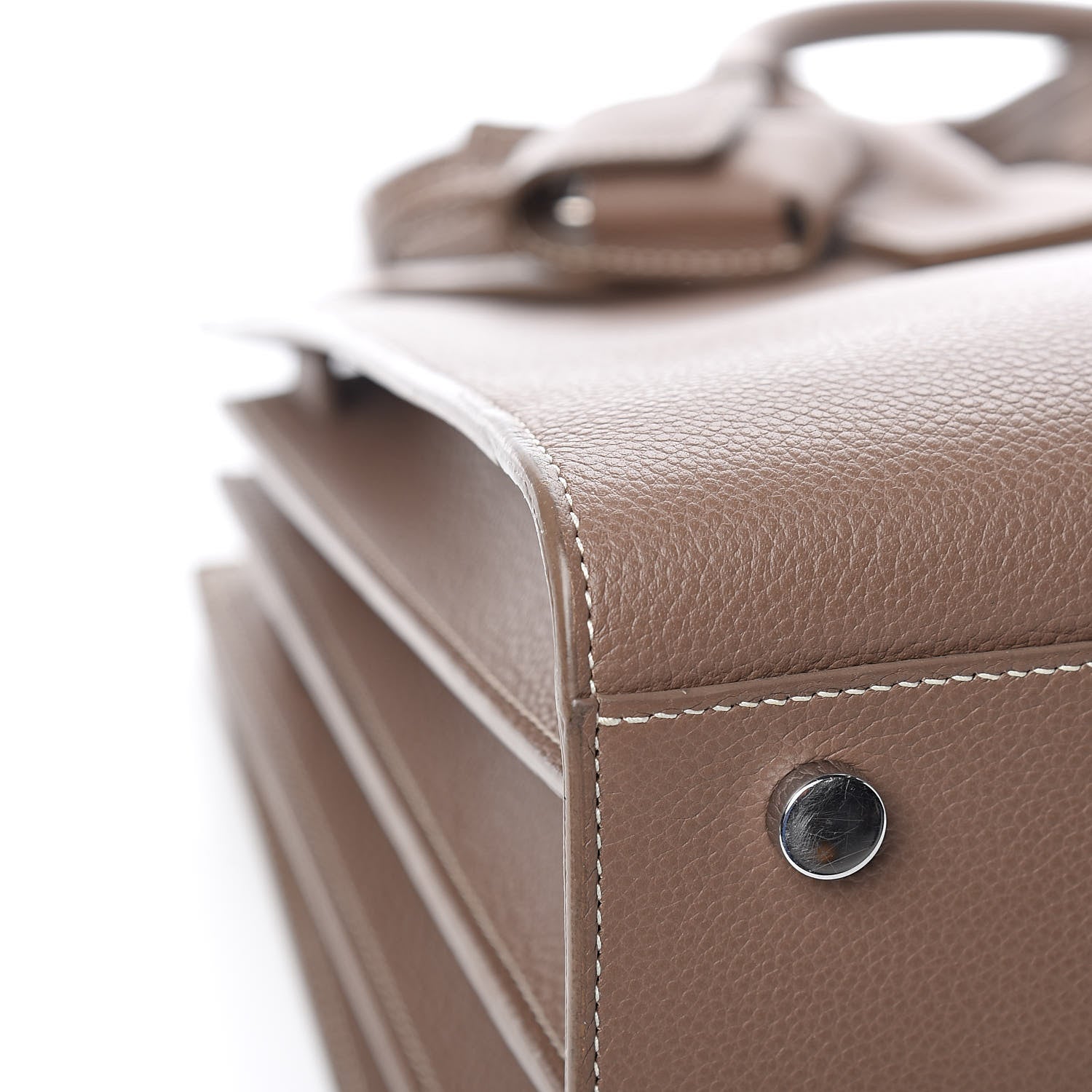 Saint Laurent Grained Calfskin Topstitch Small Classic Sac De Jour Taupe 9 of 13