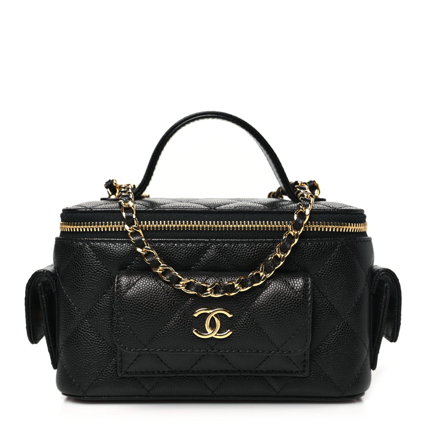Caviar Quilted Polly Pocket East West Top Vanity With Chain Black