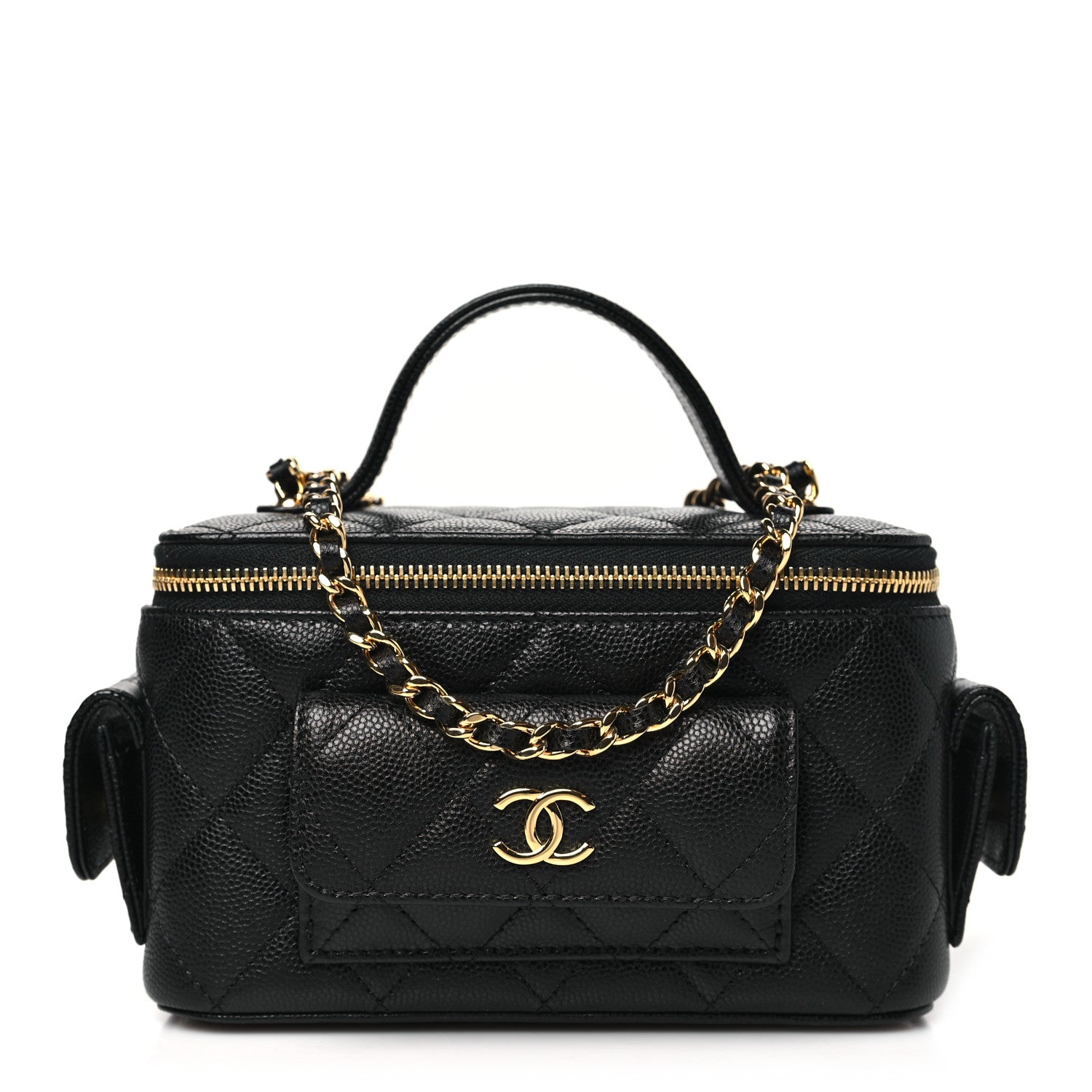 Chanel Caviar Quilted Polly Pocket East West Top Vanity With Chain Black 1 of 10