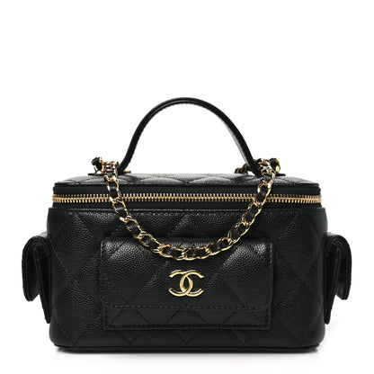 Chanel Caviar Quilted Polly Pocket East West Top Vanity With Chain Black 1 of 10
