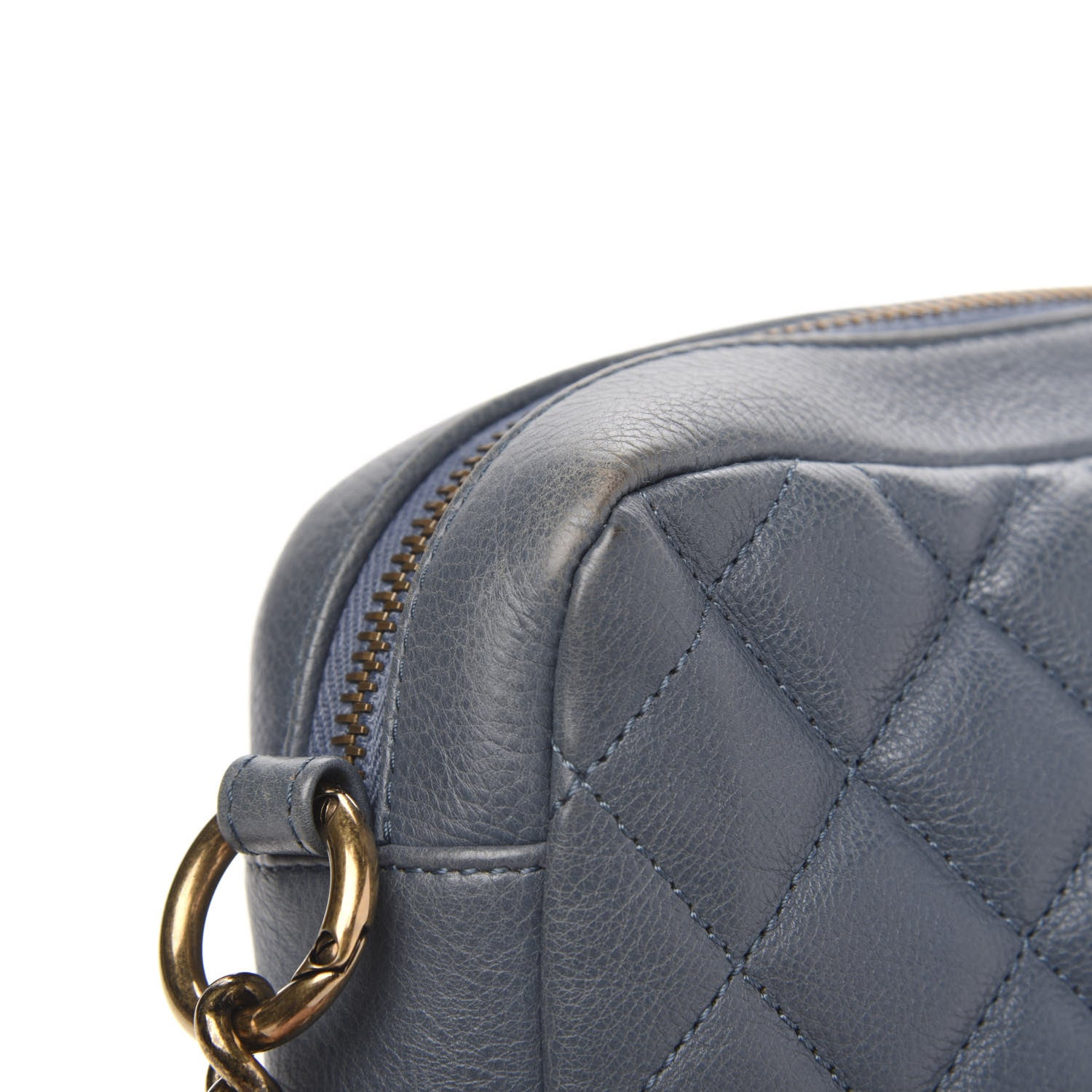 Chanel Calfskin Quilted Small CC Crown Camera Case Blue 10 of 13