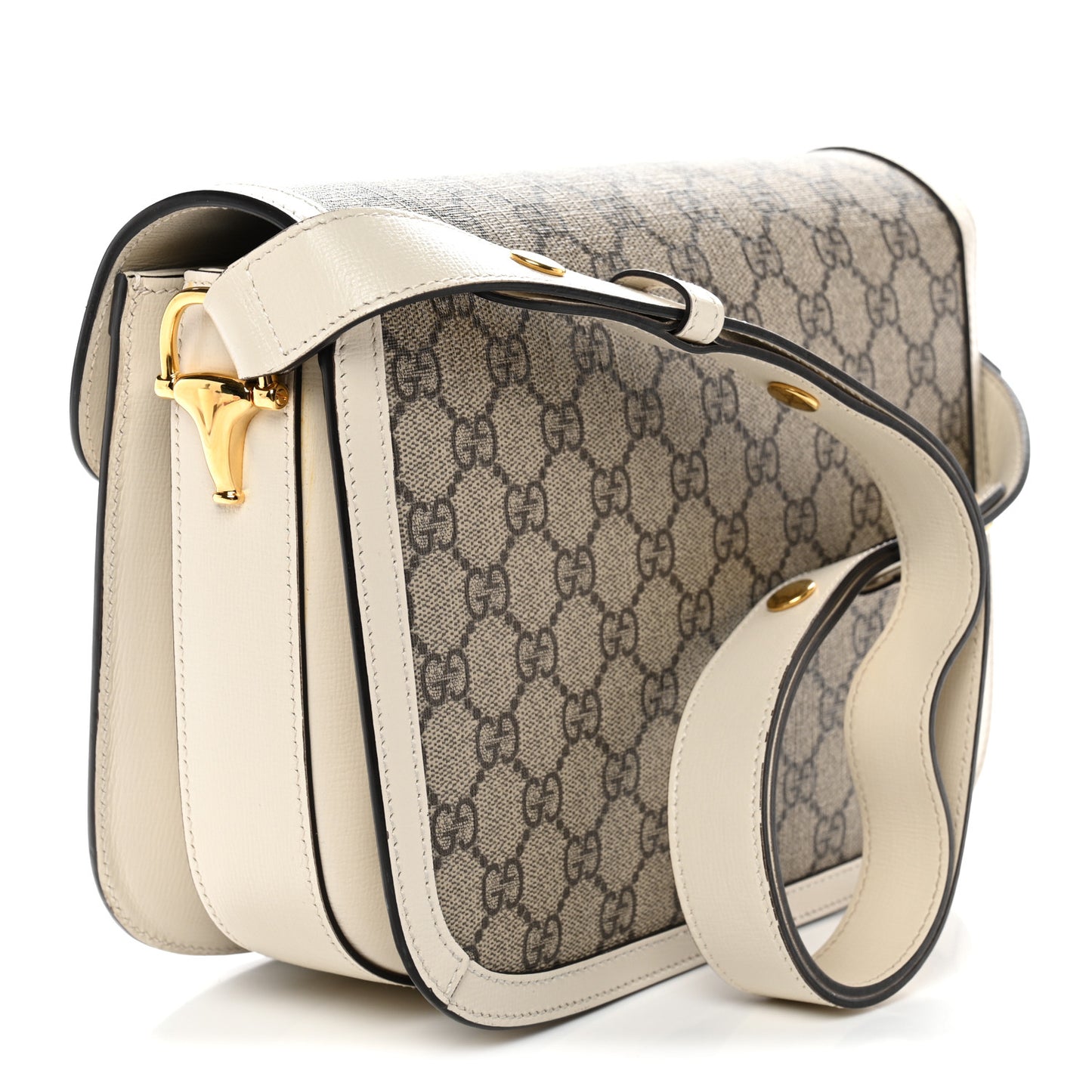 GG Supreme Monogram Horsebit 1955 Shoulder Bag Beige Mystic White
