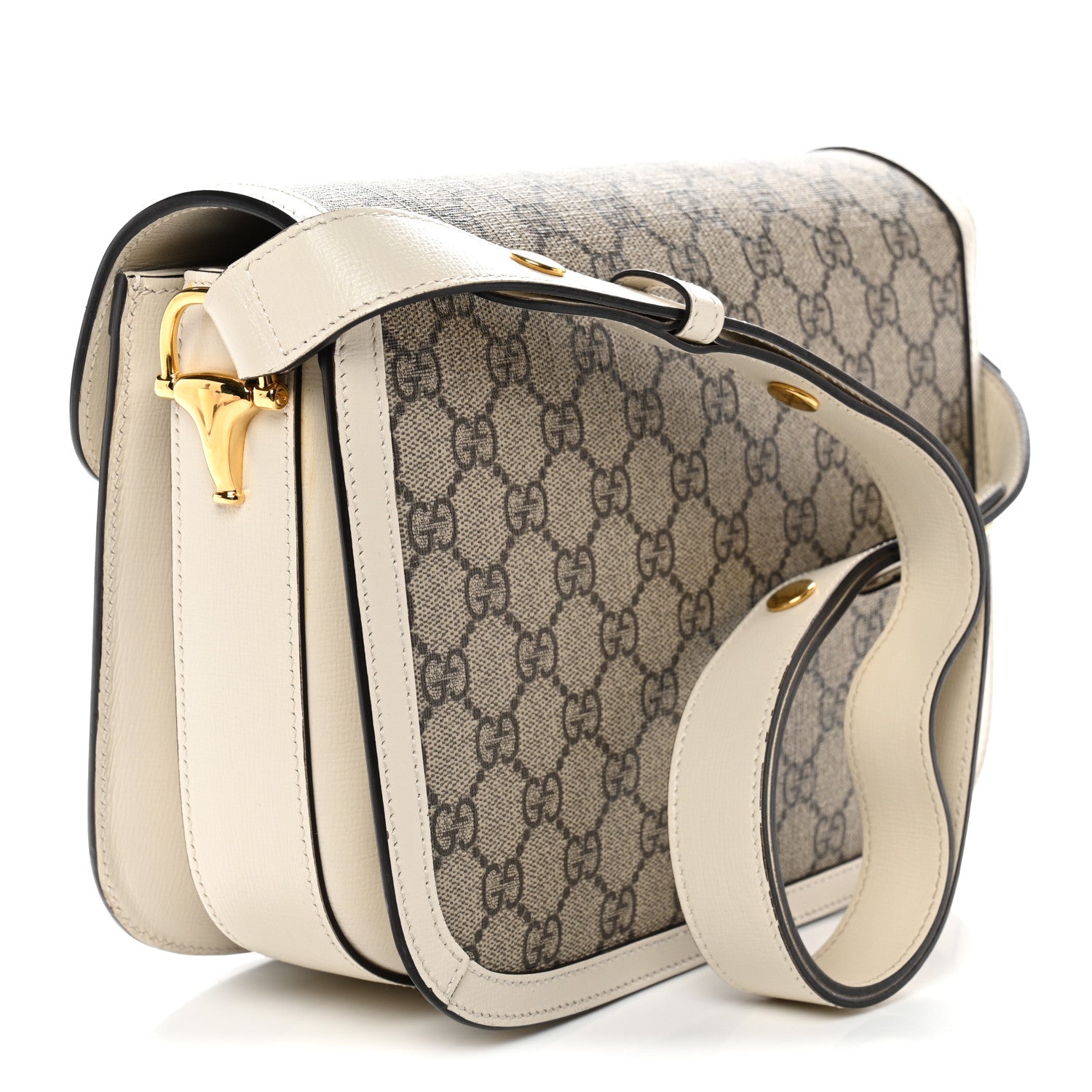 Gucci GG Supreme Monogram Horsebit 1955 Shoulder Bag Beige Mystic White 3 of 11