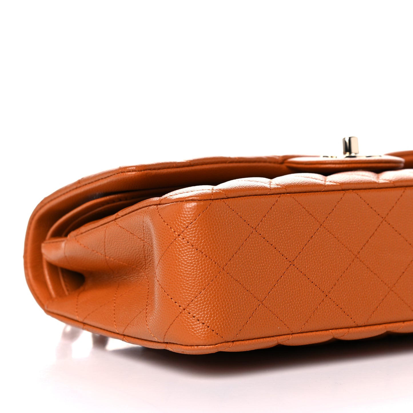 Caviar Quilted Medium Double Flap Light Brown