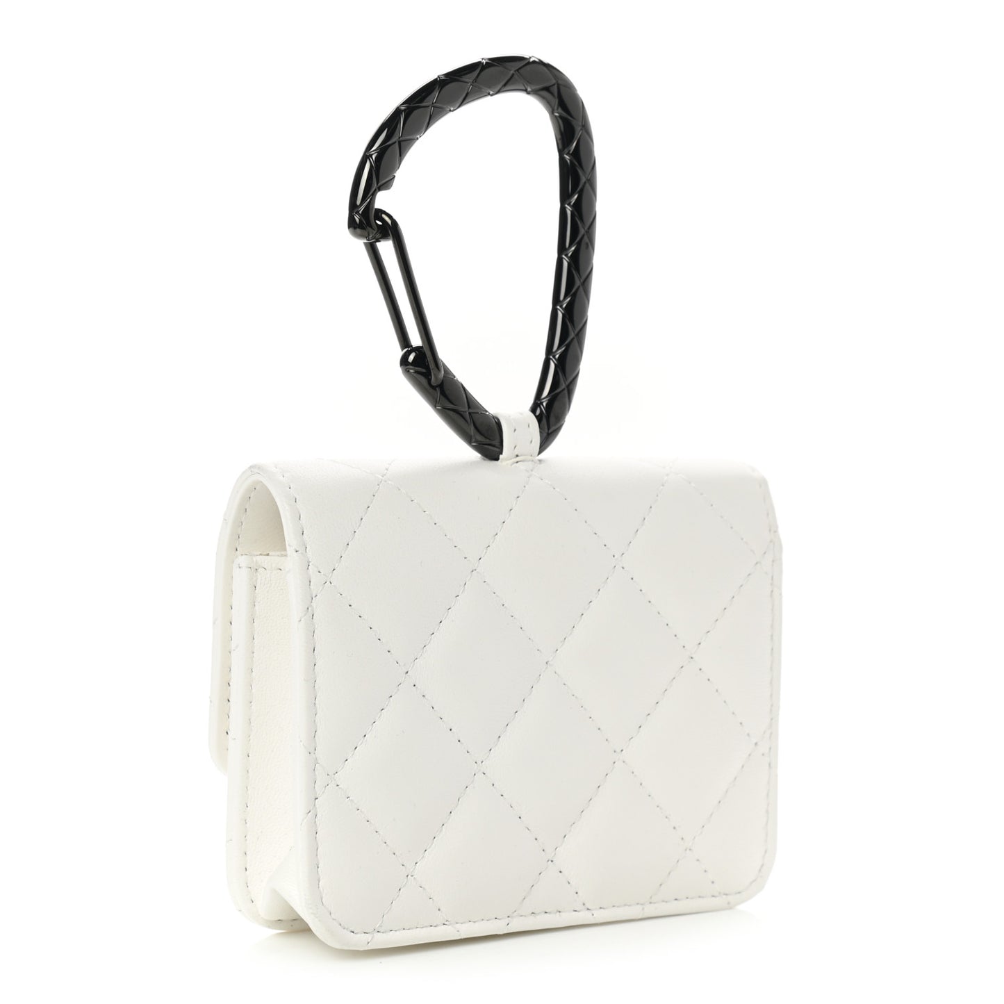 Lambskin Quilted CC Hook Card Holder White