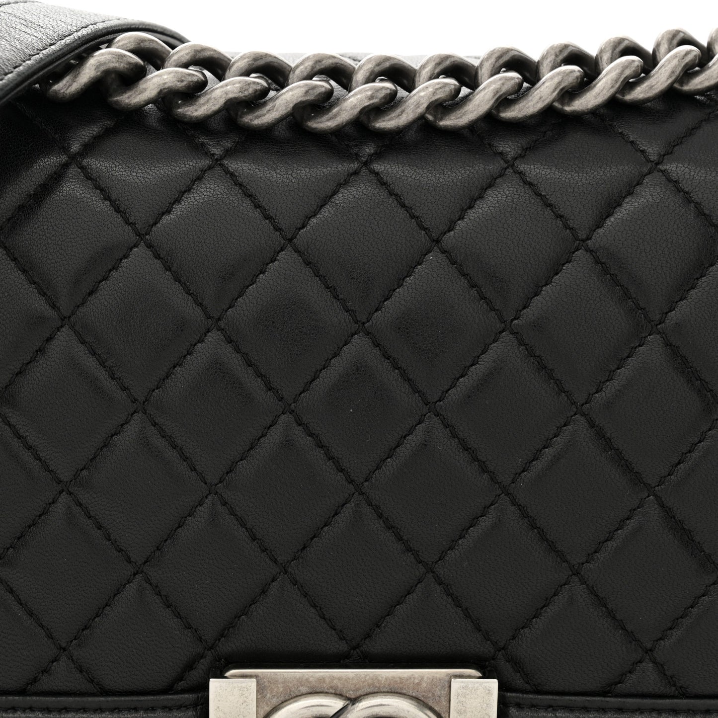 Lambskin Quilted Medium Boy Flap Black