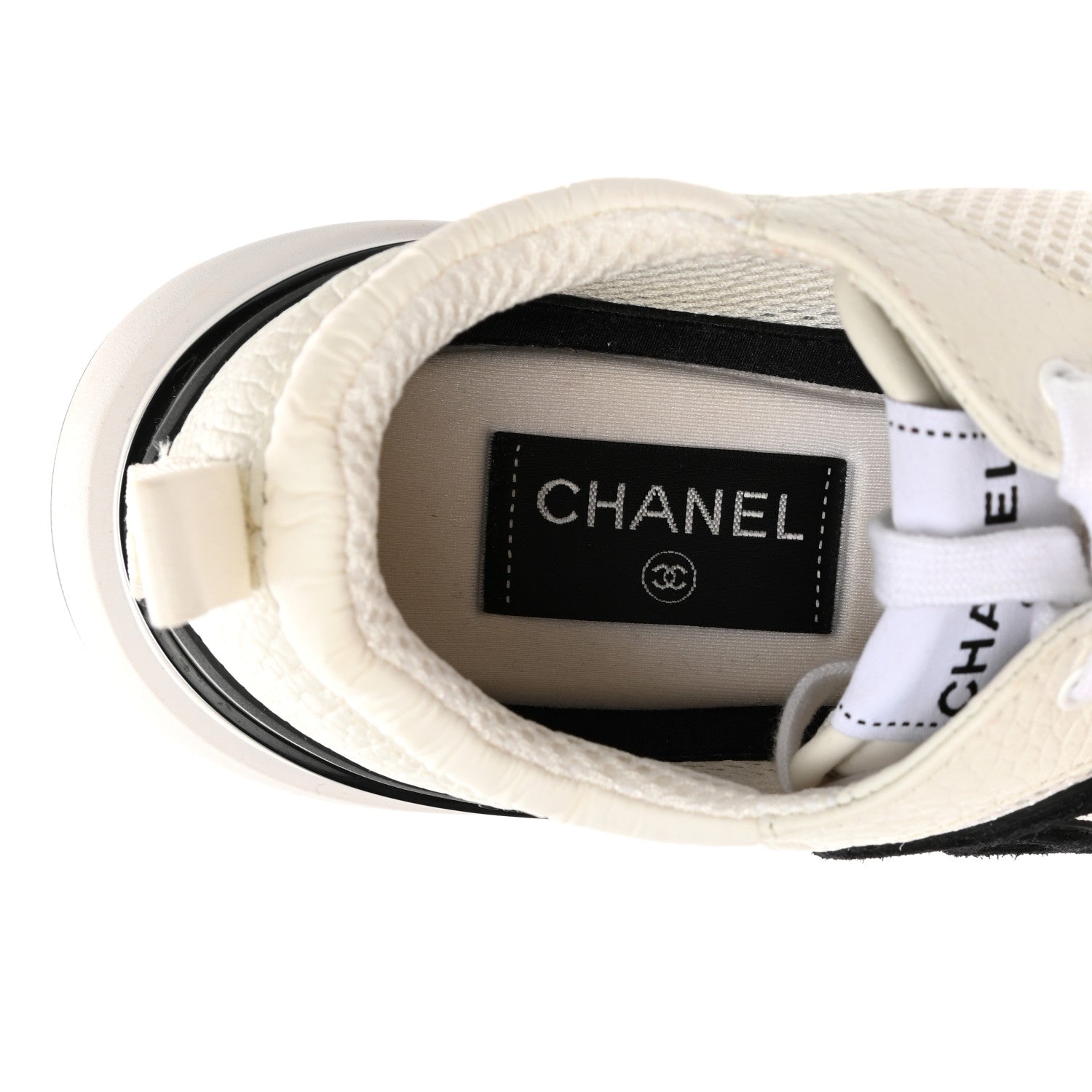 Chanel Calfskin Mesh Lycra Suede Womens Logo Sneakers 40 White 6 of 8