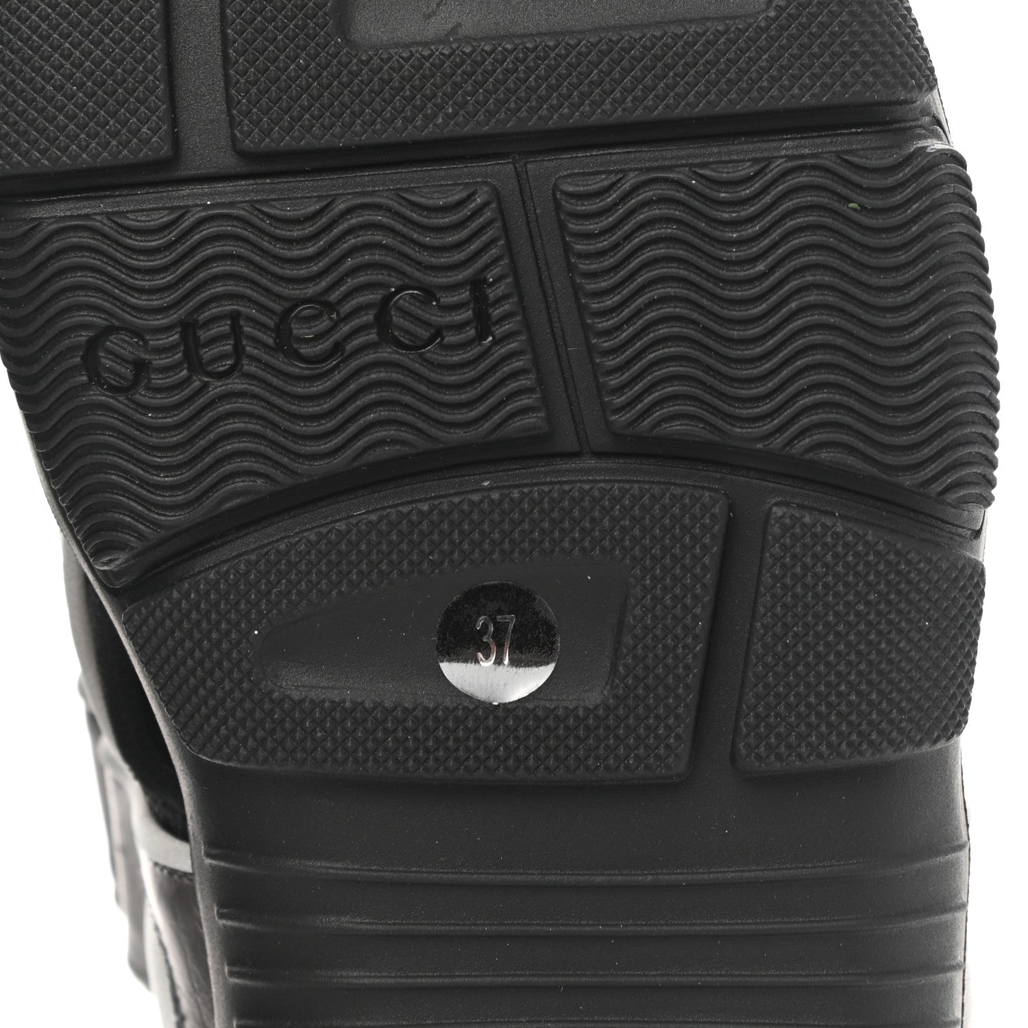 Gucci Mesh Fabric Tinsel Sport Sandals 37 Black Silver Green 6 of 8