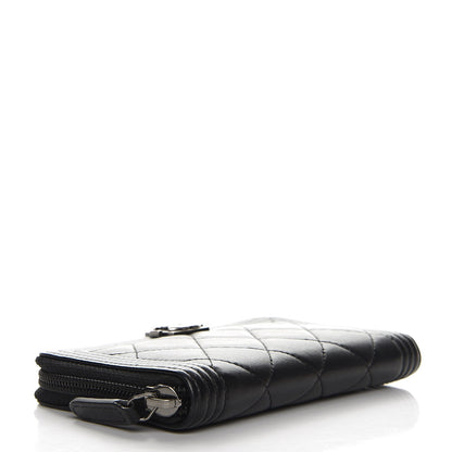 Chanel Lambskin Quilted Small Boy Zip Around Wallet Black 4 of 9
