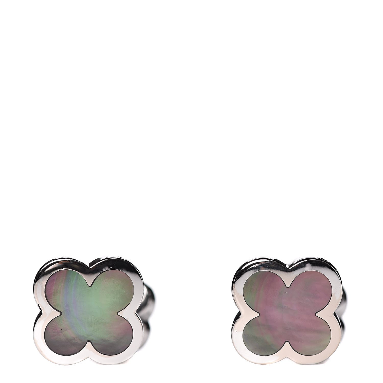 Van Cleef & Arpels 18K White Gold Mother of Pearl Pure Alhambra Cufflinks 1 of 4