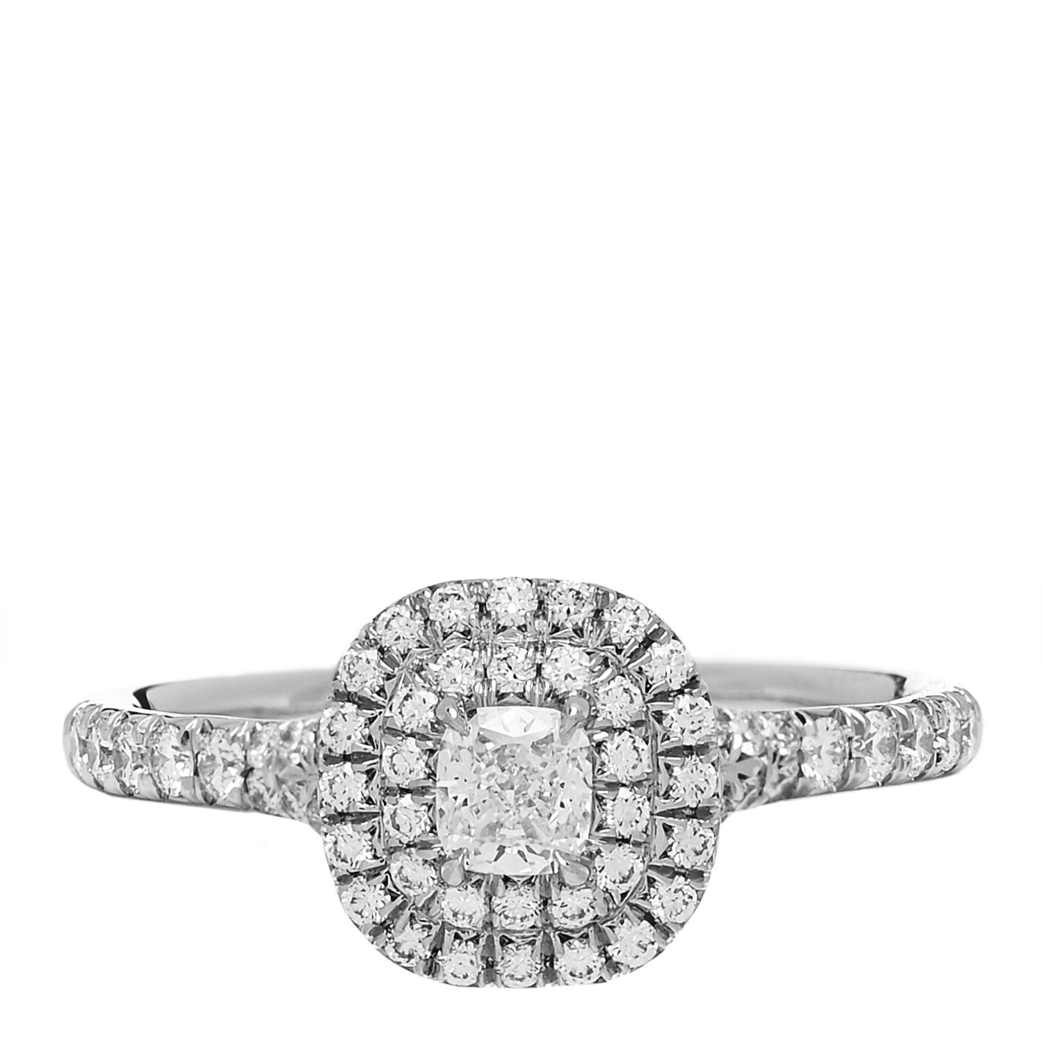 Tiffany Platinum Diamond .15ct Soleste Cushion Cut Double Halo Engagement Ring 52 6 1 of 7