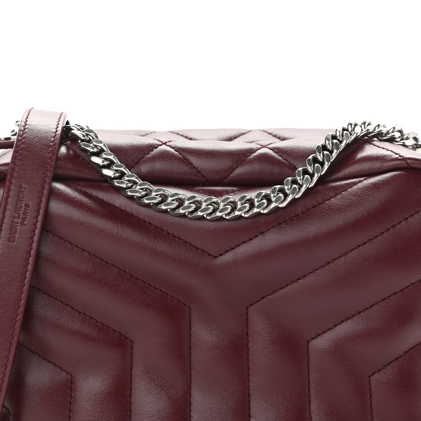 Calfskin Y Quilted Monogram Small Loulou Bowling Bag Rouge Legion
