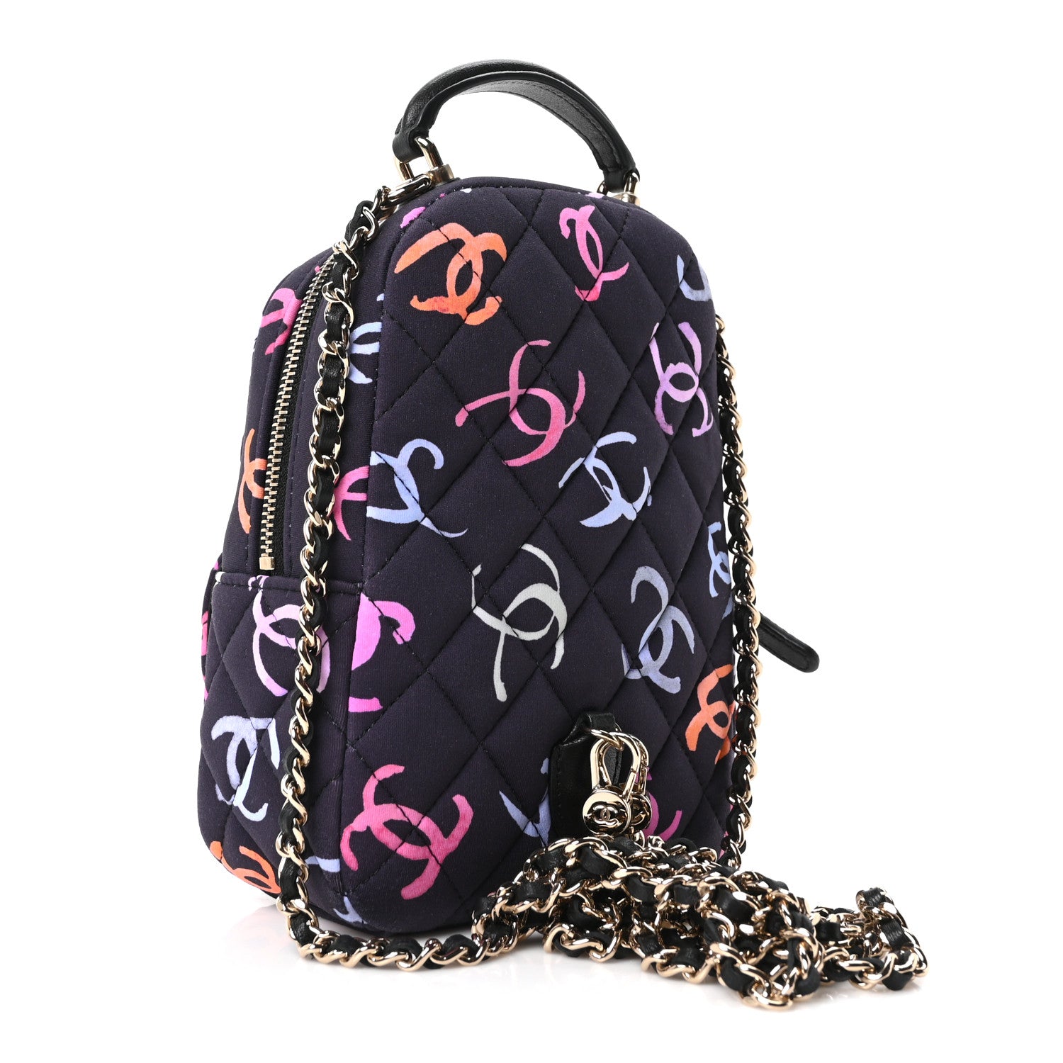 Chanel Printed Fabric Quilted CC Mini Classic Backpack Black Multicolor 2 of 10