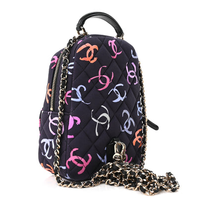 Chanel Printed Fabric Quilted CC Mini Classic Backpack Black Multicolor 2 of 10
