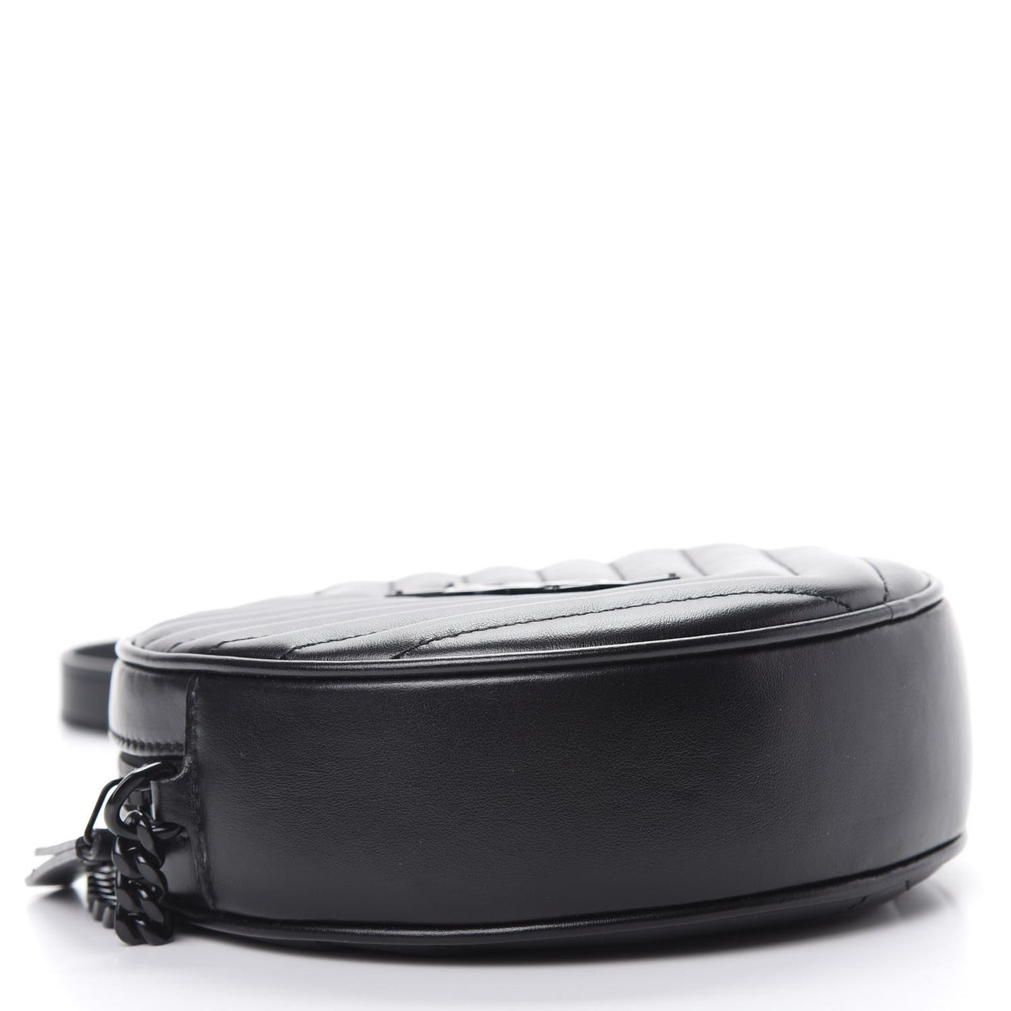 Calfskin Matelasse Chevron Round Vinyle Camera Bag Black