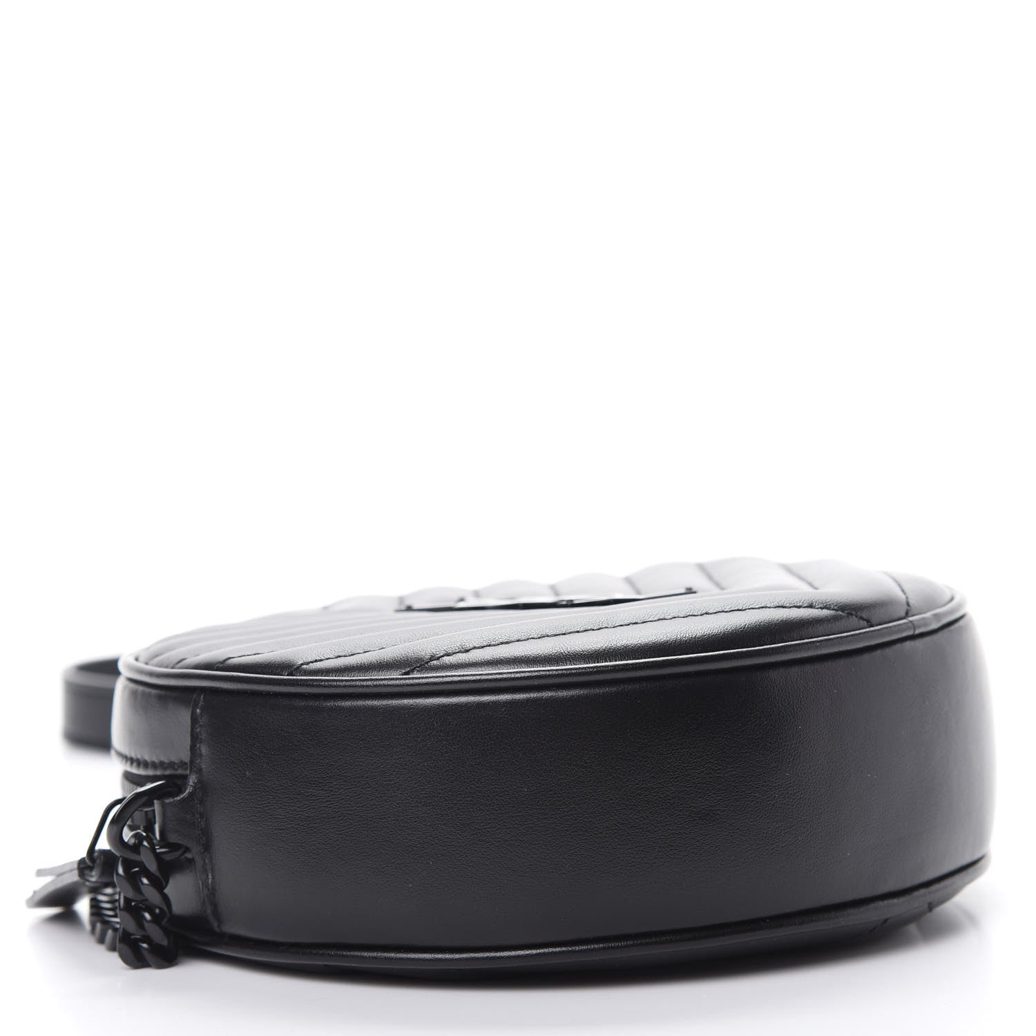 Saint Laurent Calfskin Matelasse Chevron Round Vinyle Camera Bag Black 4 of 10