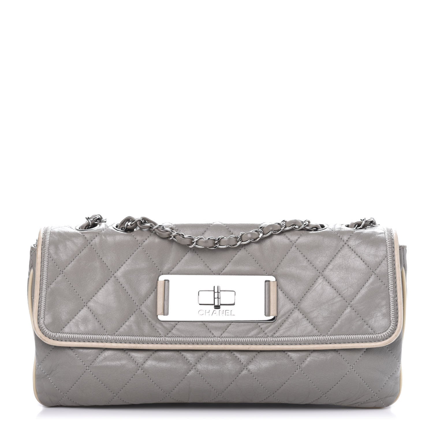Chanel Lambskin East West Mademoiselle Flap Grey 1 of 10