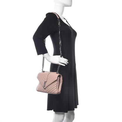 Saint Laurent Sheepskin Matelasse Chevron Monogram Medium College Bag Fard 2 of 13