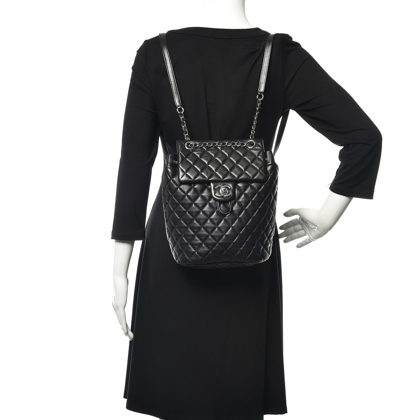 Lambskin Quilted Small Urban Spirit Backpack Black