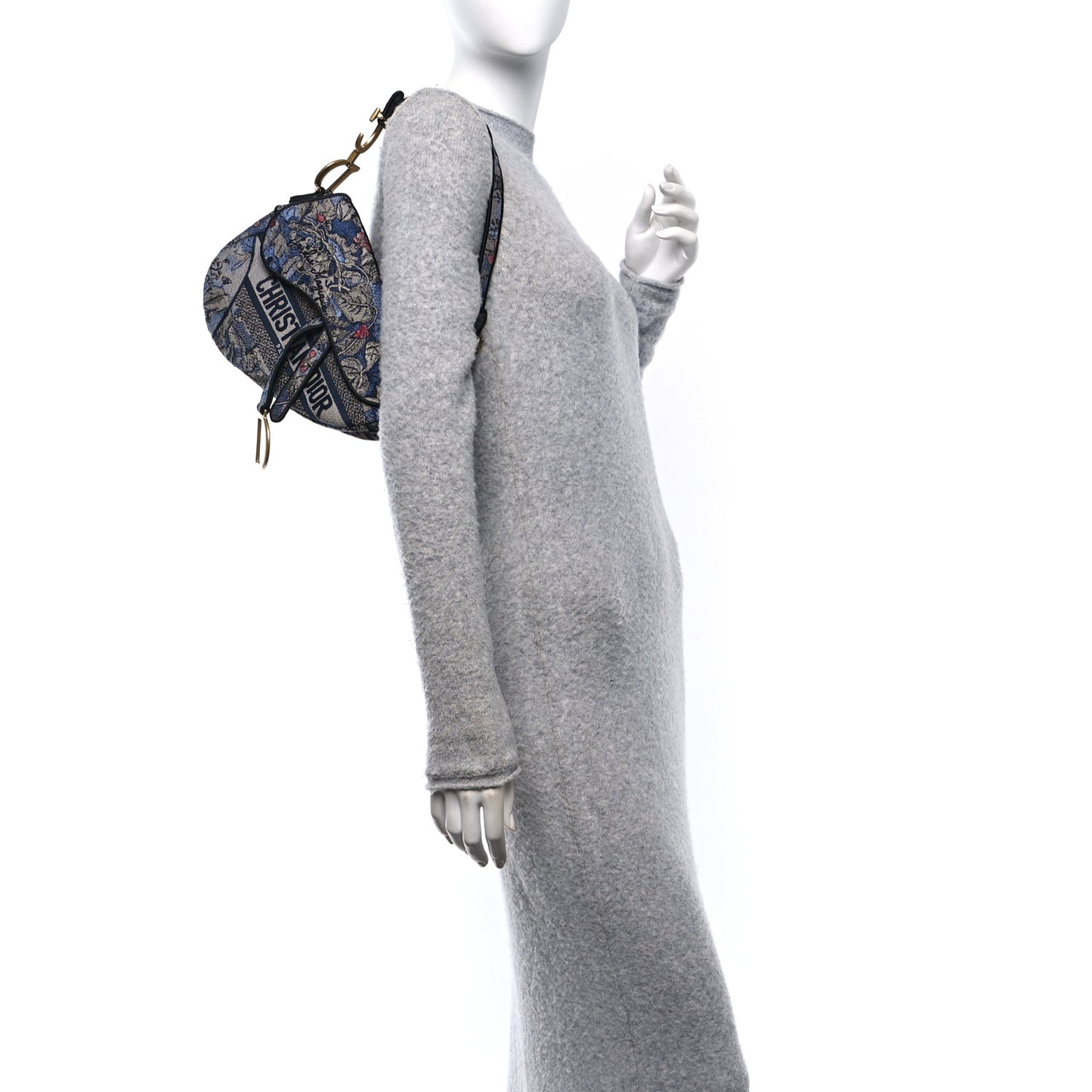 Canvas Embroidered Jardin Magique Saddle Bag Denim Multicolor