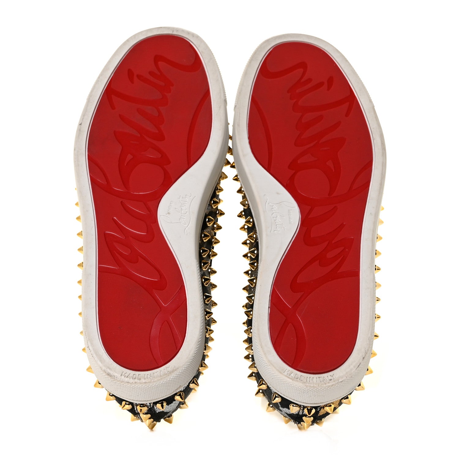 Christian Louboutin Metallic Lurex Studded Feline Womens Pik Boat Flats 38 Black Gold 5 of 7