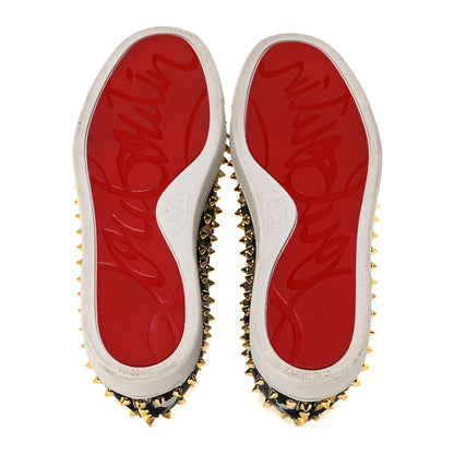 Christian Louboutin Metallic Lurex Studded Feline Womens Pik Boat Flats 38 Black Gold 5 of 7