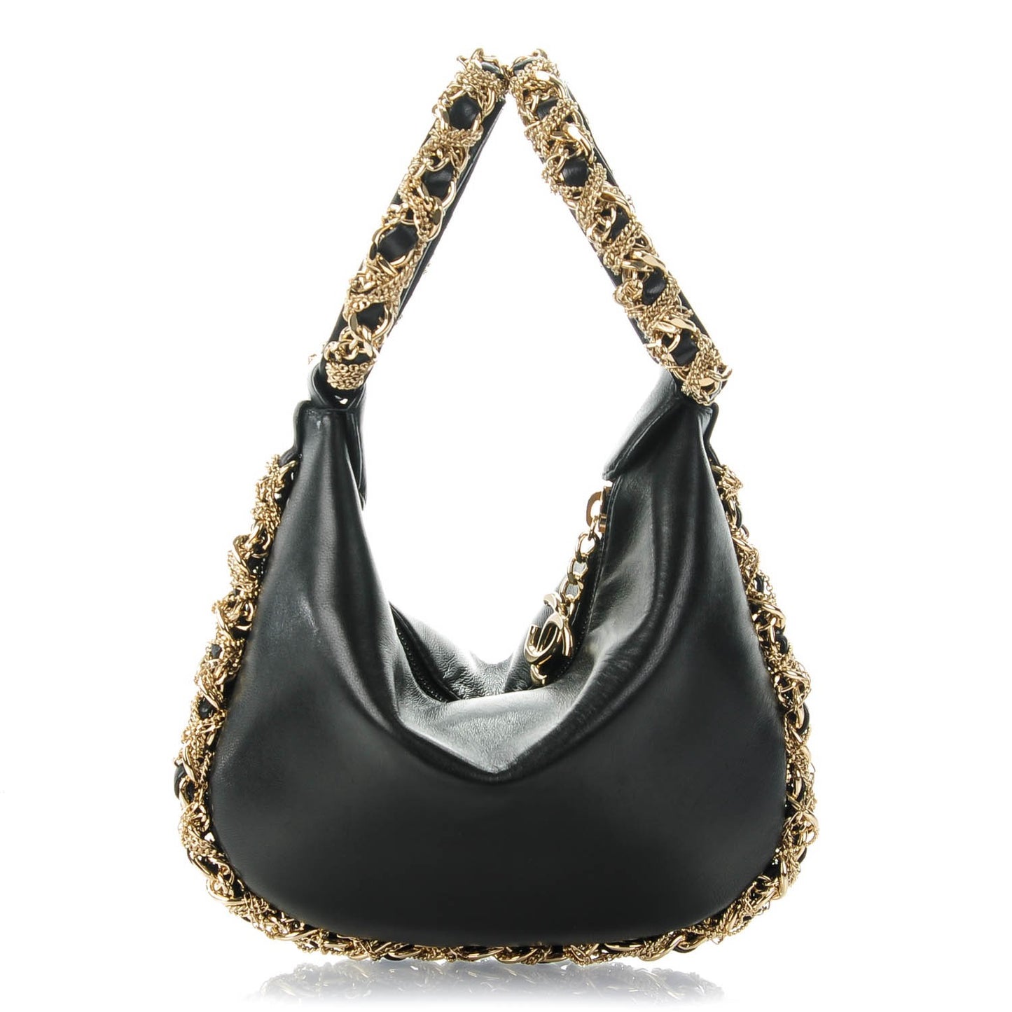 Lambskin Fortune Cookie Clutch Black