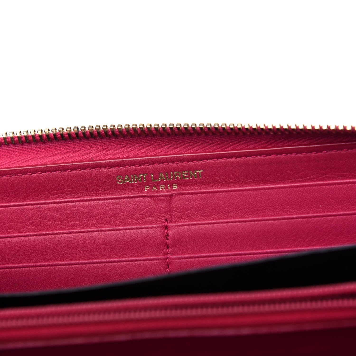 Saint Laurent Calfskin Classic Y Ligne Zip Around Wallet Fuchsia 6 of 6